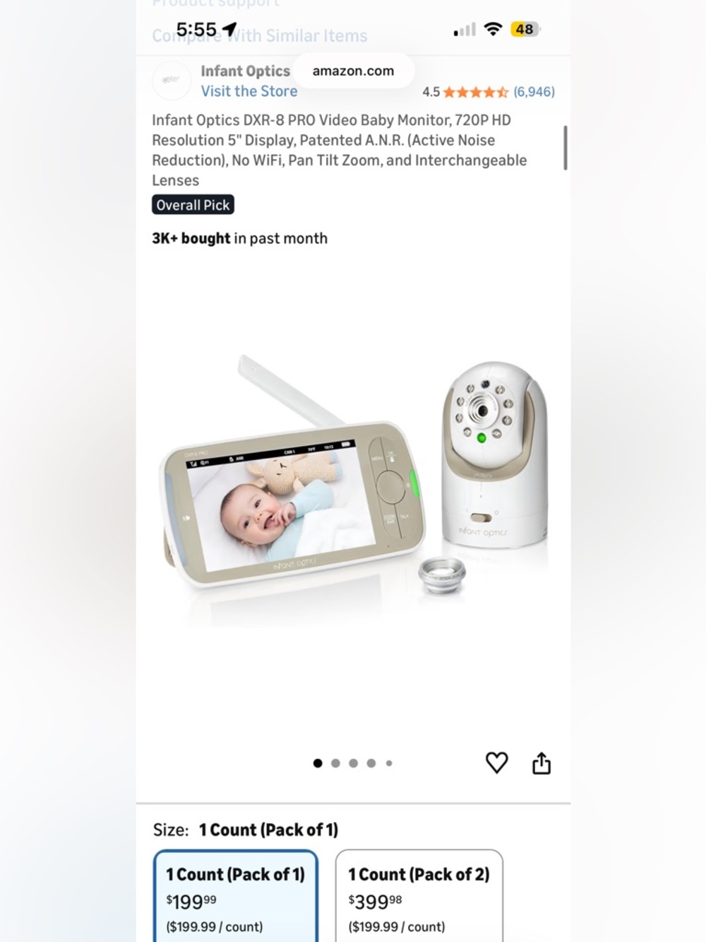 Infant Optics DXR-8 Pro Baby Monitor - White/Tan